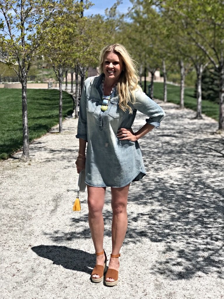 Knowing your body type...Shirt dress & Bauble bar Jewelry