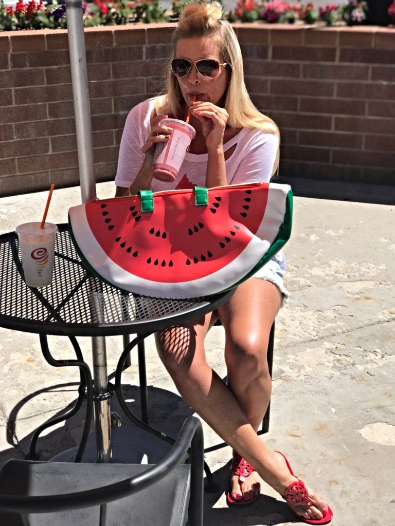 Watermelon, Poolside smoothie @ Jamba Juice, Watermelon cooler bag by Bando