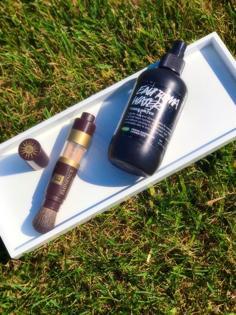 eminence powder sun screen and  Lush Eau Roma Water