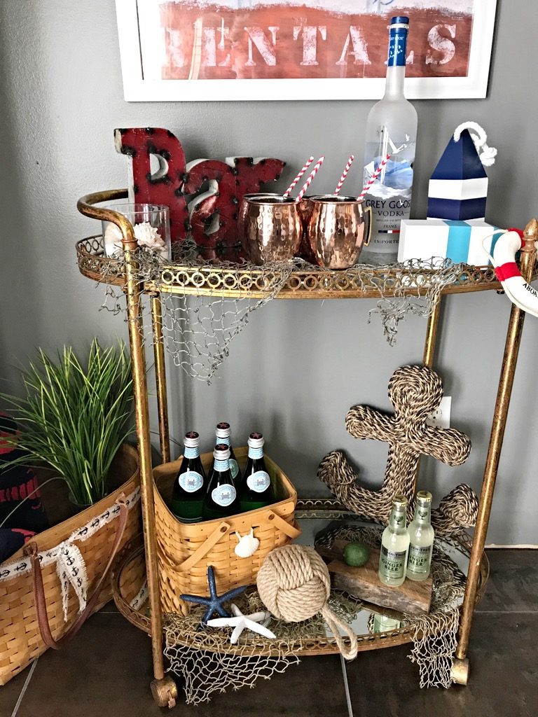 Friday Bar cart styling summer Nautical, Watermelon moscow mules