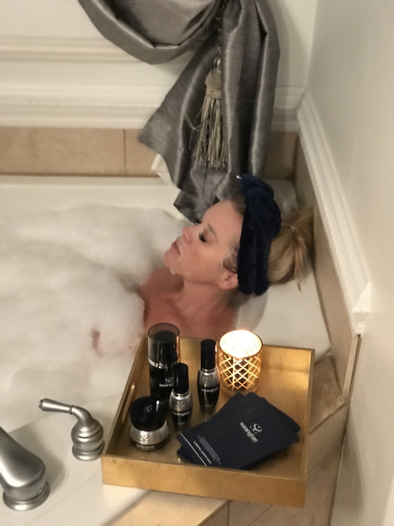 take time to relax with a bubblebath and skin care