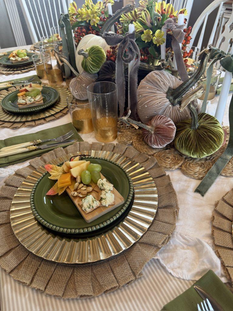 Using Velvet Pumpkins in an Elegant Fall Tablescape