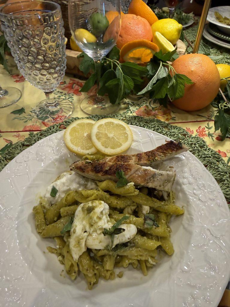 Lemon Pesto Burrata Torchietti Pasta